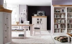 Highboard Bornholm |  Kiefer Weiß / Kiefer antikfarben