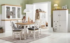 maison bleue Highboard Florian | Weiß / laugenfarben Türen mit Glaseinsatz