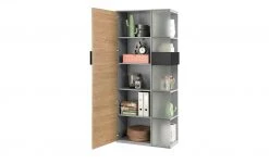 Vitrine Holly | Mittelgrau / Hickory (Nachbildung) / Anthrazit links -CAN Kommode Verkaufe 12114078 4 202003242242