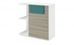 Kommode Holly | Weiß / Driftwood (Nachbildung) / Petrol rechts