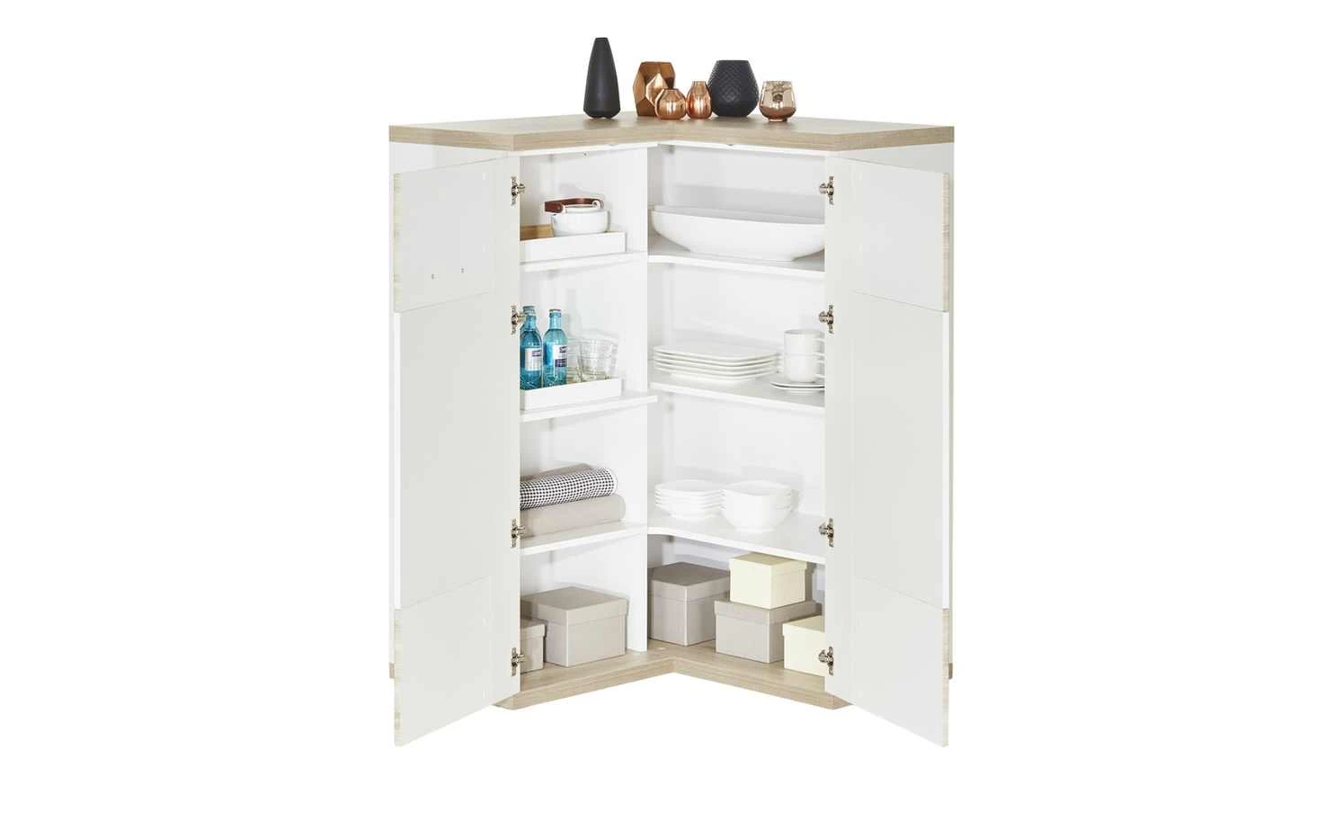 uno Eck-Highboard Titan | Eiche sägerau (Nachbildung) / Weiß 14 uno Eck-Highboard Titan | Eiche sägerau (Nachbildung) / Weiß – Bild 14