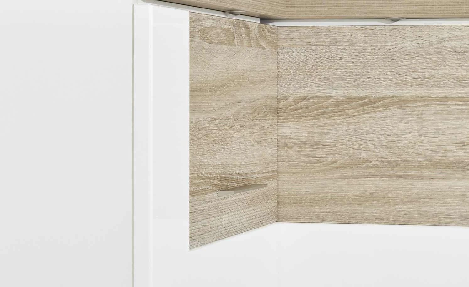 uno Eck-Highboard Titan | Eiche sägerau (Nachbildung) / Weiß 6 uno Eck-Highboard Titan | Eiche sägerau (Nachbildung) / Weiß – Bild 6