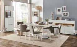 Berger & Rath Vitrine Claro | Weiß-Creme rechts Sichtbare Rückwand gesandstrahlt