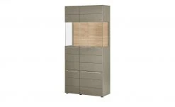 Berger & Rath Vitrine Claro | Londra (Hellgrau) Sichtbare Rückwand: Natureiche Bianco ohne Glaseinlegeböden