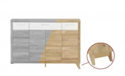 smart Highboard Oslo | Wildeiche (Nachbildung) / Weiß