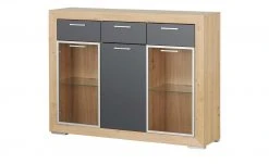 Highboard Fiesta | Asteiche (Nachbildung) / Grau