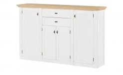 maison bleue Highboard Petit Chalet | Weiß / Asteiche mit Holztüren