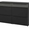 now! by hülsta Sideboard now! touch | Schwarz / Samteiche Grau (Nachbildung) 141|cm