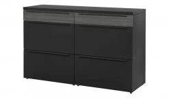 now! by hülsta Sideboard now! touch | Schwarz / Samteiche Grau (Nachbildung) 141|cm