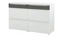 now! by hülsta Sideboard now! touch | Reinweiß / Samteiche Grau (Nachbildung) 141|cm