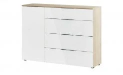 Kommode Vitreo | Eiche Sägerau (Nachbildung) / Weiß