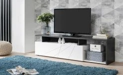 TV-Lowboard Fossoli | Weiß / Eiche Schwarzbraun (Nachbildung)